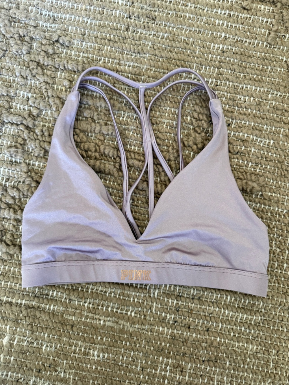 PINK Victoria's Secret Lilac Metallic Strappy Sports Bra